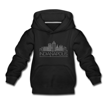 Indianapolis, Indiana Youth Hoodie - Skyline Youth Indianapolis Hooded Sweatshirt - black