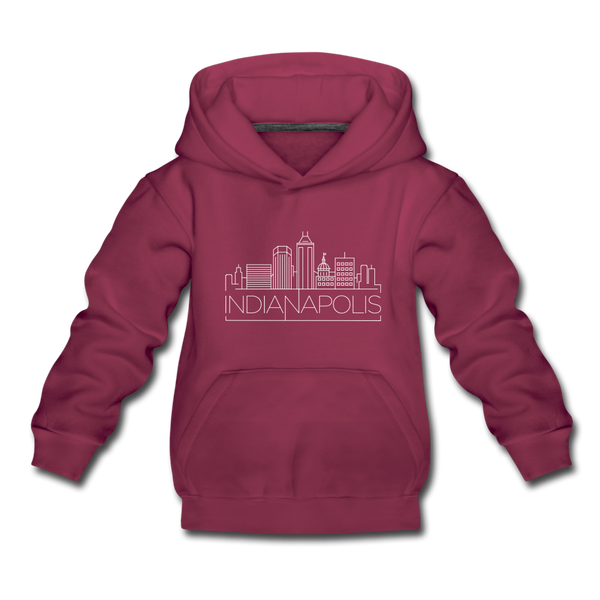 Indianapolis, Indiana Youth Hoodie - Skyline Youth Indianapolis Hooded Sweatshirt - burgundy