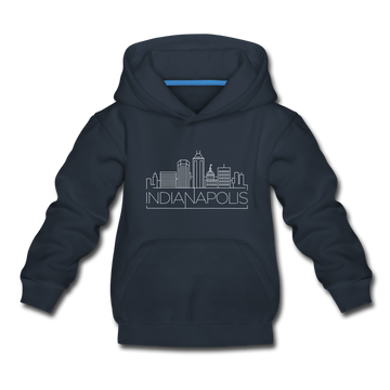 Indianapolis, Indiana Youth Hoodie - Skyline Youth Indianapolis Hooded Sweatshirt - navy