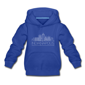 Indianapolis, Indiana Youth Hoodie - Skyline Youth Indianapolis Hooded Sweatshirt - royal blue