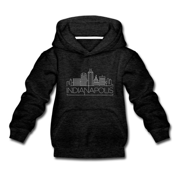 Indianapolis, Indiana Youth Hoodie - Skyline Youth Indianapolis Hooded Sweatshirt - charcoal gray