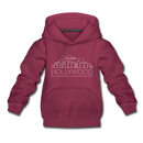 Hollywood, California Youth Hoodie - Skyline Youth Hollywood Hooded Sweatshirt - burgundy