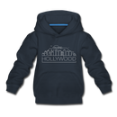 Hollywood, California Youth Hoodie - Skyline Youth Hollywood Hooded Sweatshirt - navy