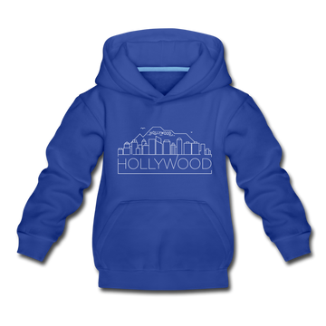 Hollywood, California Youth Hoodie - Skyline Youth Hollywood Hooded Sweatshirt - royal blue