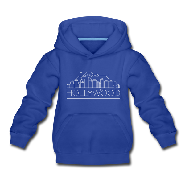Hollywood, California Youth Hoodie - Skyline Youth Hollywood Hooded Sweatshirt - royal blue