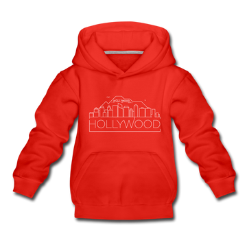 Hollywood, California Youth Hoodie - Skyline Youth Hollywood Hooded Sweatshirt - red