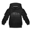 Honolulu, Hawaii Youth Hoodie - Skyline Youth Honolulu Hooded Sweatshirt - black