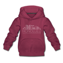 Honolulu, Hawaii Youth Hoodie - Skyline Youth Honolulu Hooded Sweatshirt - burgundy