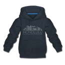 Honolulu, Hawaii Youth Hoodie - Skyline Youth Honolulu Hooded Sweatshirt - navy