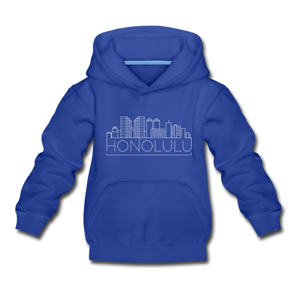 Honolulu, Hawaii Youth Hoodie - Skyline Youth Honolulu Hooded Sweatshirt - royal blue