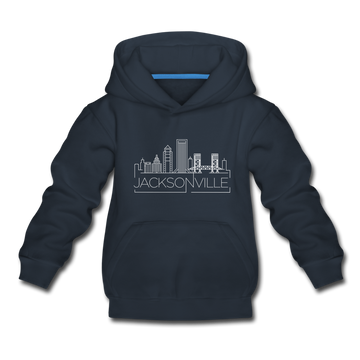 Jacksonville, Florida Youth Hoodie - Skyline Youth Jacksonville Hooded Sweatshirt - navy