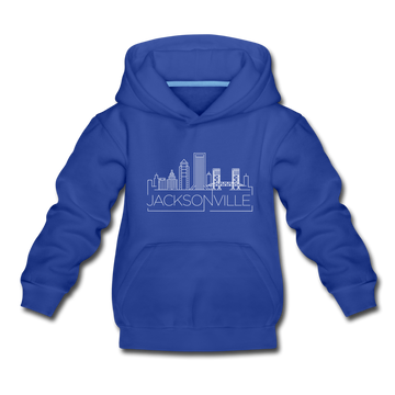 Jacksonville, Florida Youth Hoodie - Skyline Youth Jacksonville Hooded Sweatshirt - royal blue