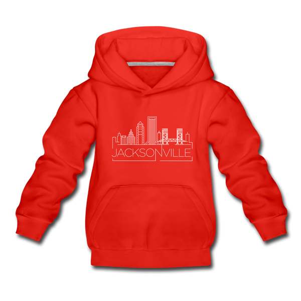 Jacksonville, Florida Youth Hoodie - Skyline Youth Jacksonville Hooded Sweatshirt - red