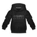 Juneau, Alaska Youth Hoodie - Skyline Youth Juneau Hooded Sweatshirt - black