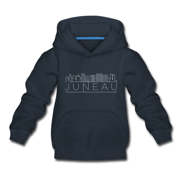 Juneau, Alaska Youth Hoodie - Skyline Youth Juneau Hooded Sweatshirt - navy