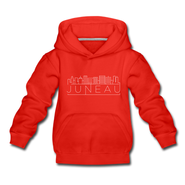 Juneau, Alaska Youth Hoodie - Skyline Youth Juneau Hooded Sweatshirt - red