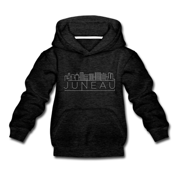 Juneau, Alaska Youth Hoodie - Skyline Youth Juneau Hooded Sweatshirt - charcoal gray
