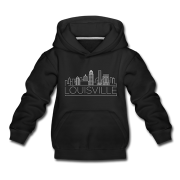 Louisville, Kentucky Youth Hoodie - Skyline Youth Louisville Hooded Sweatshirt - black
