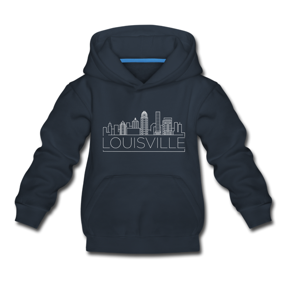 Louisville, Kentucky Youth Hoodie - Skyline Youth Louisville Hooded Sweatshirt - navy
