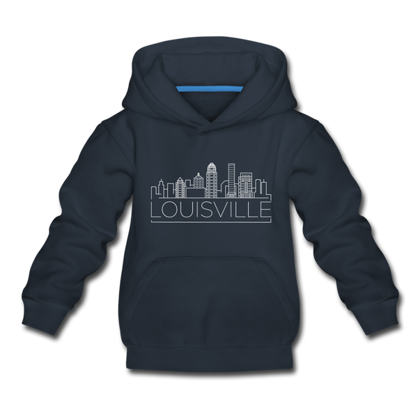 Louisville, Kentucky Youth Hoodie - Skyline Youth Louisville Hooded Sweatshirt - navy