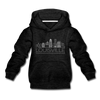 Louisville, Kentucky Youth Hoodie - Skyline Youth Louisville Hooded Sweatshirt - charcoal gray