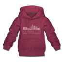 Kansas City, Missouri Youth Hoodie - Skyline Youth Kansas City Hooded Sweatshirt - burgundy