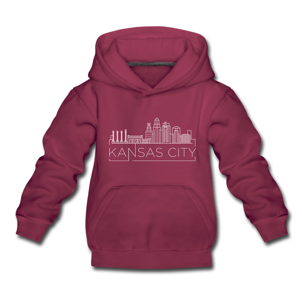 Kansas City, Missouri Youth Hoodie - Skyline Youth Kansas City Hooded Sweatshirt - burgundy