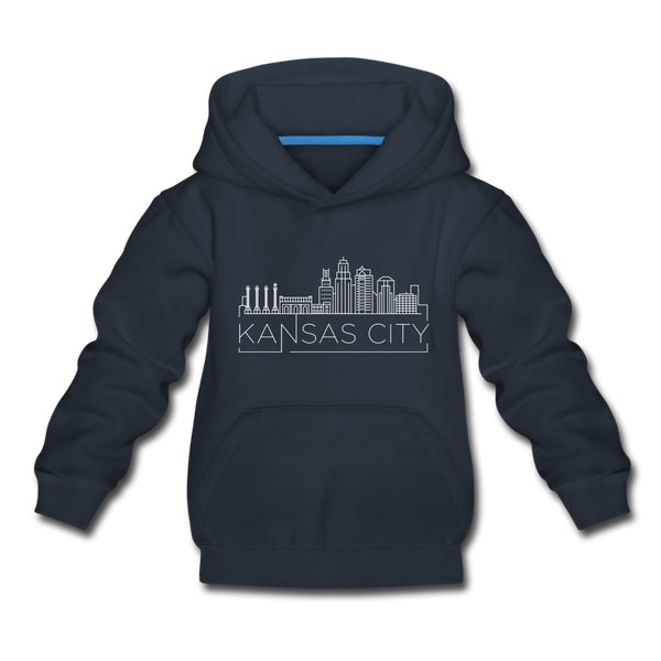Kansas City, Missouri Youth Hoodie - Skyline Youth Kansas City Hooded Sweatshirt - navy