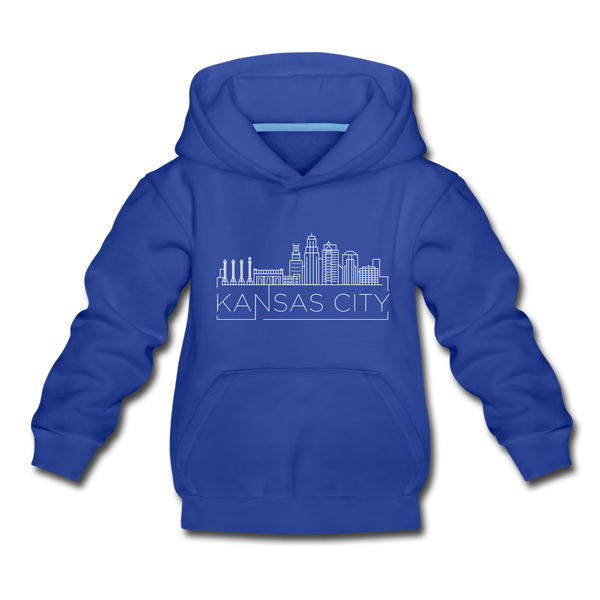 Kansas City, Missouri Youth Hoodie - Skyline Youth Kansas City Hooded Sweatshirt - royal blue