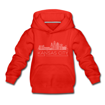 Kansas City, Missouri Youth Hoodie - Skyline Youth Kansas City Hooded Sweatshirt - red