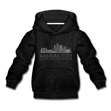 Kansas City, Missouri Youth Hoodie - Skyline Youth Kansas City Hooded Sweatshirt - charcoal gray