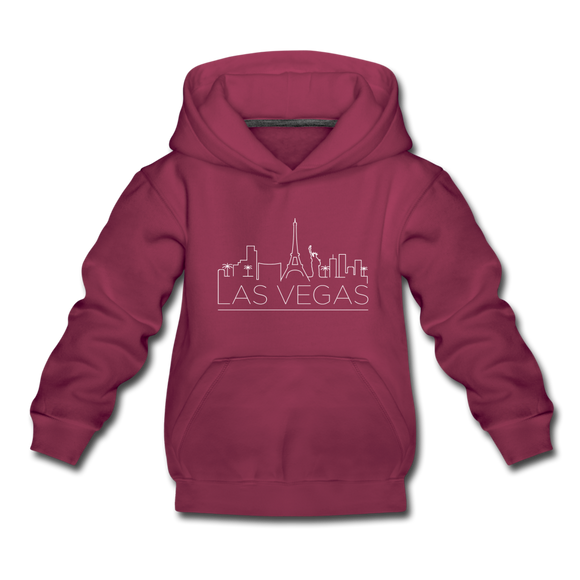 Las Vegas, Nevada Youth Hoodie - Skyline Youth Las Vegas Hooded Sweatshirt - burgundy