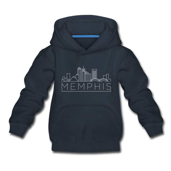 Memphis, Tennessee Youth Hoodie - Skyline Youth Memphis Hooded Sweatshirt - navy
