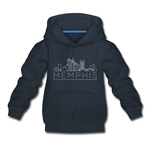 Memphis, Tennessee Youth Hoodie - Skyline Youth Memphis Hooded Sweatshirt - navy