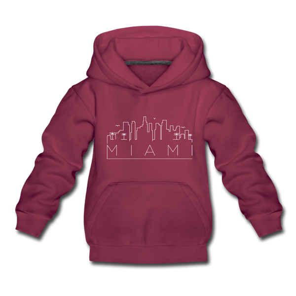 Miami, Florida Youth Hoodie - Skyline Youth Miami Hooded Sweatshirt - burgundy