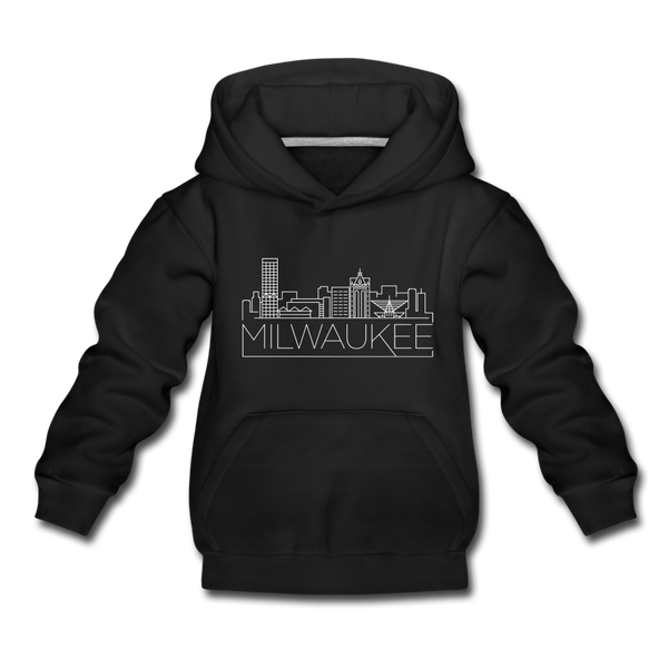Milwaukee, Wisconsin Youth Hoodie - Skyline Youth Milwaukee Hooded Sweatshirt - black