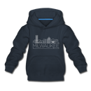 Milwaukee, Wisconsin Youth Hoodie - Skyline Youth Milwaukee Hooded Sweatshirt - navy