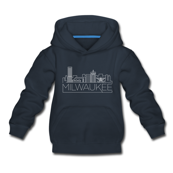 Milwaukee, Wisconsin Youth Hoodie - Skyline Youth Milwaukee Hooded Sweatshirt - navy