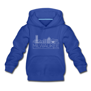 Milwaukee, Wisconsin Youth Hoodie - Skyline Youth Milwaukee Hooded Sweatshirt - royal blue