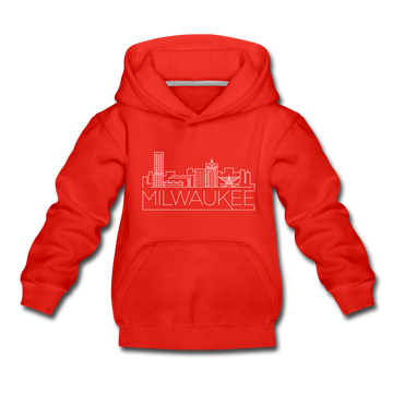 Milwaukee, Wisconsin Youth Hoodie - Skyline Youth Milwaukee Hooded Sweatshirt - red