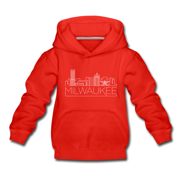 Milwaukee, Wisconsin Youth Hoodie - Skyline Youth Milwaukee Hooded Sweatshirt - red
