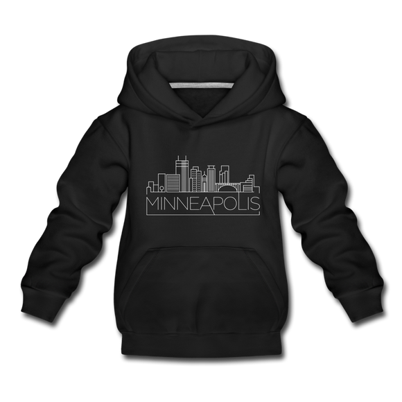 Minneapolis, Minnesota Youth Hoodie - Skyline Youth Minneapolis Hooded Sweatshirt - black