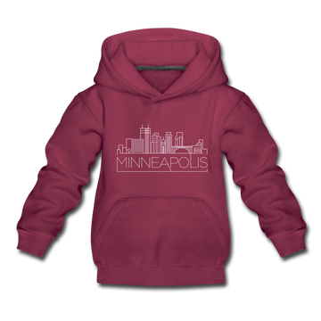 Minneapolis, Minnesota Youth Hoodie - Skyline Youth Minneapolis Hooded Sweatshirt - burgundy