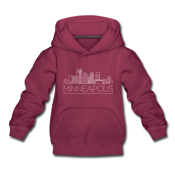 Minneapolis, Minnesota Youth Hoodie - Skyline Youth Minneapolis Hooded Sweatshirt - burgundy
