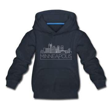 Minneapolis, Minnesota Youth Hoodie - Skyline Youth Minneapolis Hooded Sweatshirt - navy
