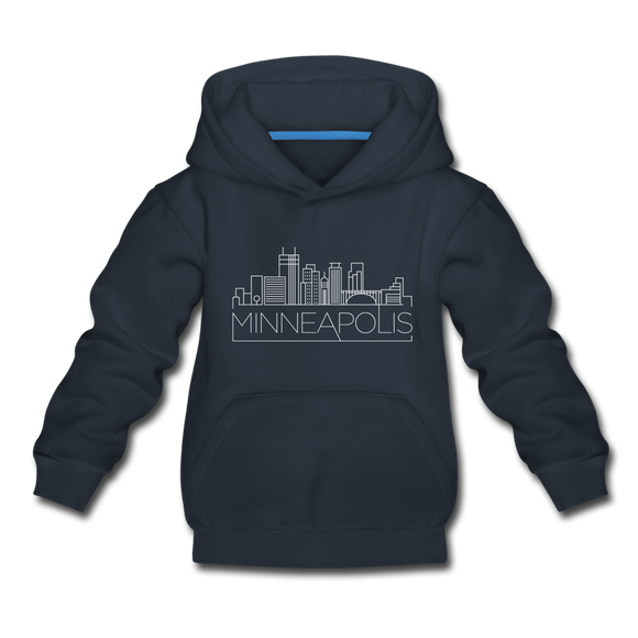 Minneapolis, Minnesota Youth Hoodie - Skyline Youth Minneapolis Hooded Sweatshirt - navy