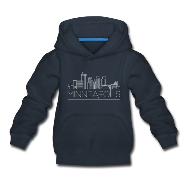 Minneapolis, Minnesota Youth Hoodie - Skyline Youth Minneapolis Hooded Sweatshirt - navy