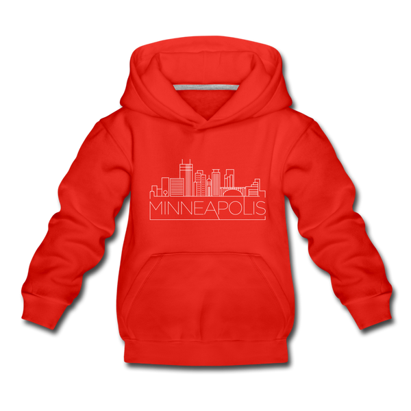 Minneapolis, Minnesota Youth Hoodie - Skyline Youth Minneapolis Hooded Sweatshirt - red