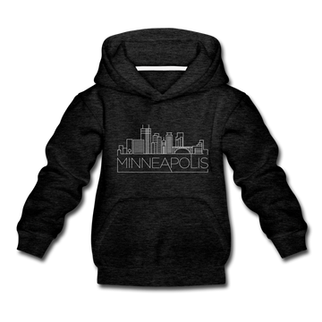 Minneapolis, Minnesota Youth Hoodie - Skyline Youth Minneapolis Hooded Sweatshirt - charcoal gray
