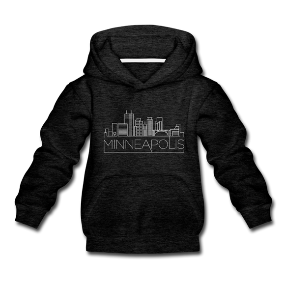 Minneapolis, Minnesota Youth Hoodie - Skyline Youth Minneapolis Hooded Sweatshirt - charcoal gray